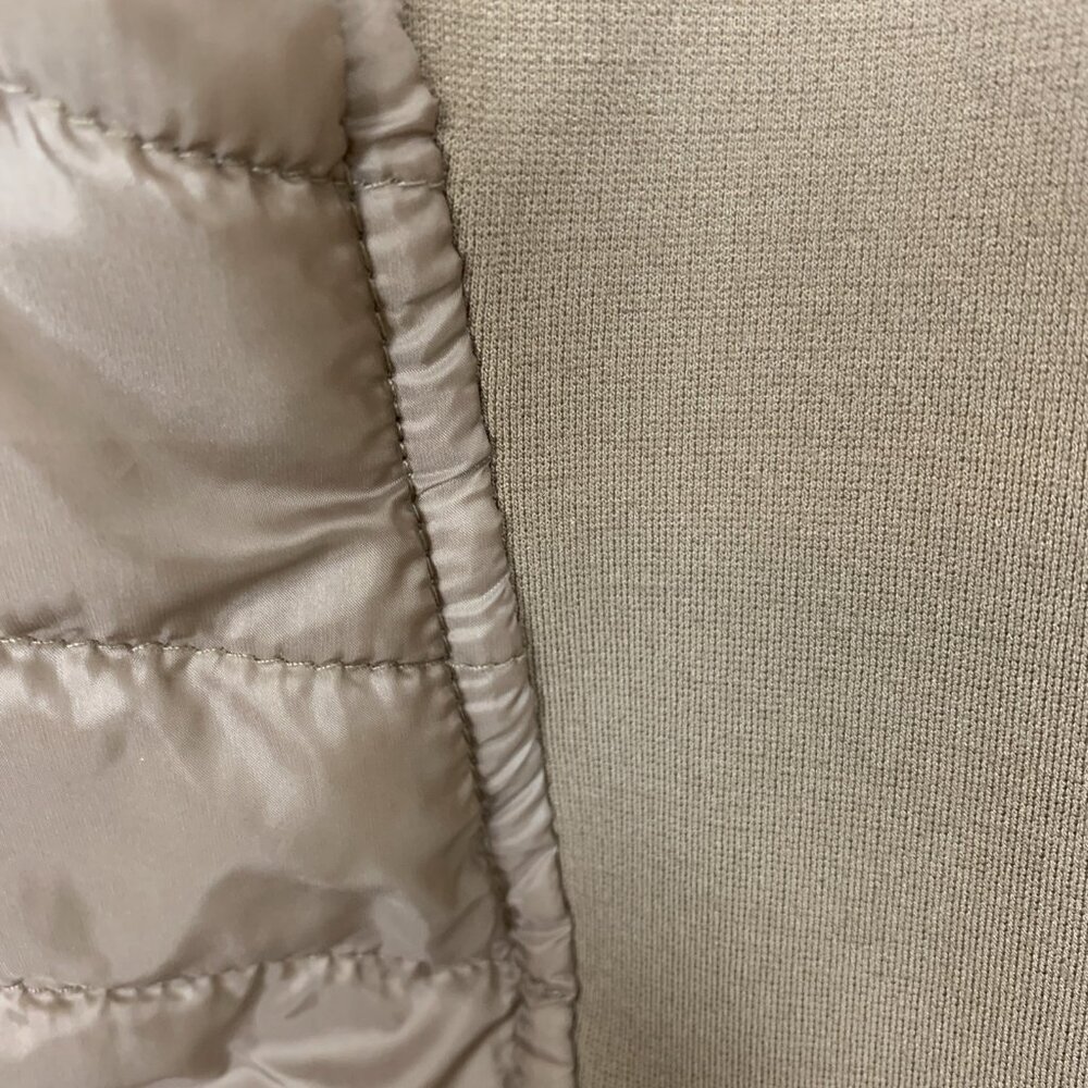 Susan Graver Womens XL Quilted Jacket Ponte Side Panels Zip Pockets Tan Puffer - Picture 8 of 14